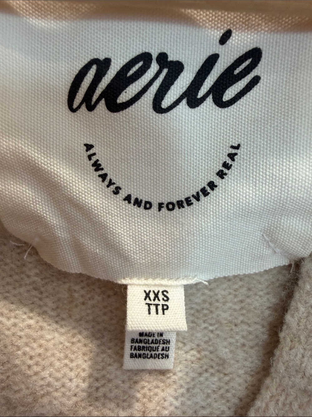 aerie Collared V-Neck Striped Pullover - Cream & Black - Picture 3 of 5